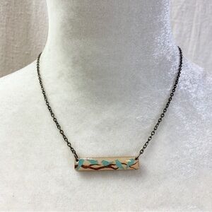 Wood Birds on a Branch Bar pendant Necklace